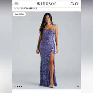 Small Windsor Purple Sequin Prom Dress